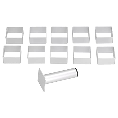 Edelstahl Kuchenringe Set, DIY Gebäck Backform mit Putter für Dessert Mousse Kuchen Dessertform Fondant Küche Backwerkzeuge(Quadrat) von Tissting