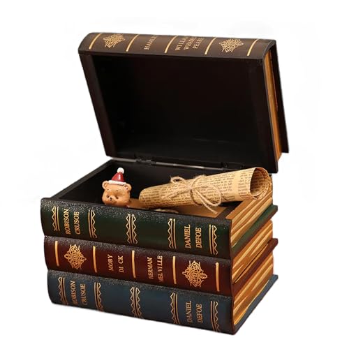 Falsche Buchbox 16 x 20 x 14 cm Vintage Europäischen Alte Bücher Deko Buchattrappe Gefälschte Buch Box Schmuck Schatzkiste für Schreibtische Regal Dekoration von Tissting