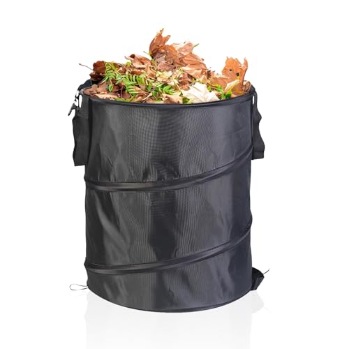 Tissting Gartenabfallsack 37L, 34 x 40cm Kleine Faltbare Oxford Stoff Gartensack Gartenarbeit Säcke Tragbarer Selbststehend Camping Abfallbeutel für Grünabfälle Rasensack Laubsack(Schwarz) von Tissting