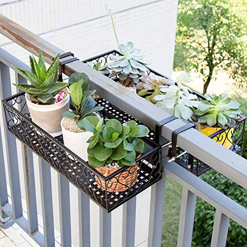Tissting Hängendes Blumenregal Eisen, Stabiles Balkon Blumenregal Wandmontiertes Pflanzenregal, Balkongeländer Topfständer für Haus Garten von Tissting