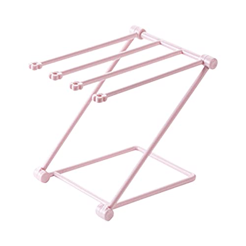 Handtuchhalter Ständer Geschirrtuch Gestell Lumpen Organisator, Geschirrtuch Trockengestell für die Arbeitsplatte Vertikaler Klappbarer 4 Arm Handtuchständer Geschirrtuchhalter für die Küche(Rosa) von Tissting