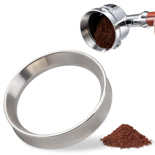 Tissting Kaffee Dosierring 57,5 mm Universelle Filterkorb Siebträger 304 Edelstahl Magnetischer Espresso Dosiertrichter Kaffeedosierring für Kaffeemaschinen Silber von Tissting