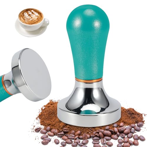Kaffee Tamper 57mm Aluminiumlegierung Base Kaffeestempel Espresso Stempel Kaffeemehlpresser Siebträger Zubehör(Hellblau) von Tissting