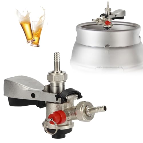 Tissting Kegverschluss Zapfkopf Typ S G5/8 Gewinde Keg Zapfanlage mit Überdruckventil, 304 Edelstahl Brauen Bierfass Fasshähne Bierzapfhahn für Heimbrausystem von Tissting