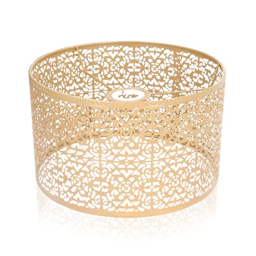Kleine Lampenschirme E27 E14 Metall Blume Textur Lampenschirm 25 x 16 cm Nordischen Stil Intervention Lampshades für Tischlampen, Stehlampen, Hängelampen(Gold) von Tissting