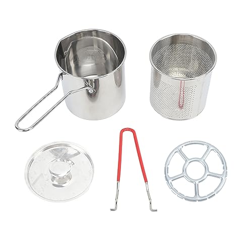 Kleiner Frittiertopf aus Edelstahl mit Olecranon-Umlenker, Edelstahl-Bratpfanne, kleiner Ölsparanschluss im japanischen Stil für die Küche, 3-teiliges Set: Topf + Korb + Deckel (4 -Stück -Set: Kleiner Frittiertopf aus Edelstahl mit Olecranon-Umlenker, Edelstahl-Bratpfanne, kleiner Ölsparanschluss im japanischen Stil für die Küche, 3-teiliges Set: Topf + Korb + Deckel (4 -Stück -Set: von Tissting