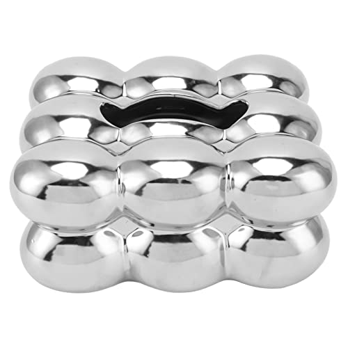 Komestikbox Silber Galvanisierter Keramik 20 x 15 x 10 cm Rechteckig Tissue Box Desktop Deko Kosmetiktuch Taschentuchbox für Wohnzimmer, Arbeitszimmer, Hotel, Büro von Tissting