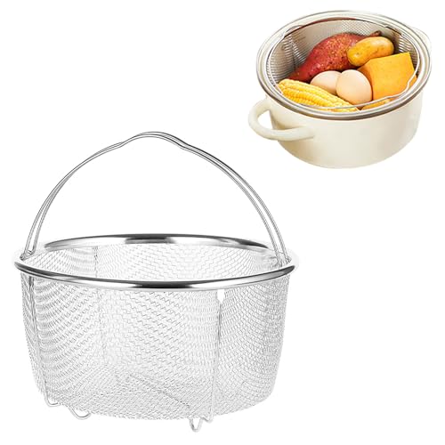 Edelstahl Dampfkorb, Ø 18cm Runde Mesh Dampfgarer Dampfeinsatz mit Griffe, Abtropfkorb Dünsteinsatz Korb für Instant Pot, Schnellkochtöpfe, Kochtöpfe von Tissting