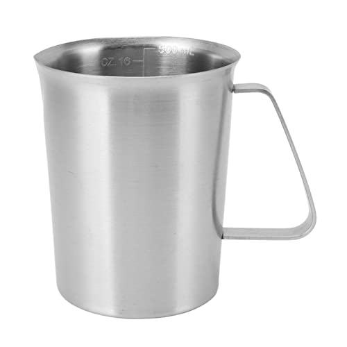 Tissting Milchkännchen Milk Pitcher mit Skala, 500ml/1000ml Silber Edelstahl Aufschäumer Kännchen Spülmaschinenfest Schaumkrug Milchkrug Tasse Milchkanne für Milch Cappuccino Kaffee(500mL) von Tissting