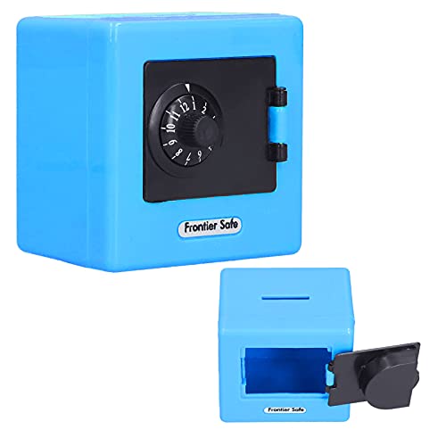 Mini Kinder Safe Box, 3,7x3,7x1,77 Zoll Geld Aufbewahrungsbox Simulation Safe Box Codiertes Schloss Münze Bargeld Sparbox Persönliche Safe Schloss Box für Kinder(Blau) von Tissting