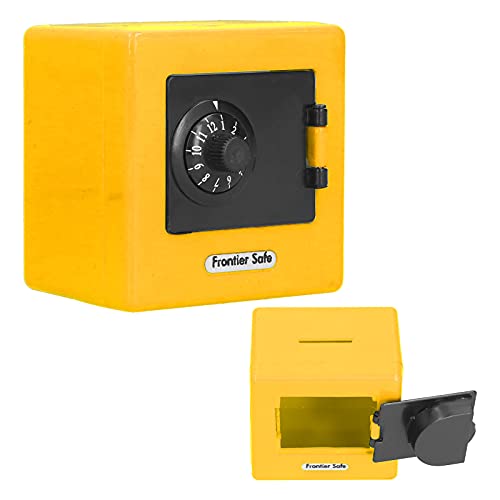 Mini Kinder Safe, 3,7x3,7x1,77 Zoll Geldaufbewahrung Mit Codiertem Schloss, Münze Bargeld Sparbox, Persönliche Schloss Box für Kinder (Gelb) von Tissting