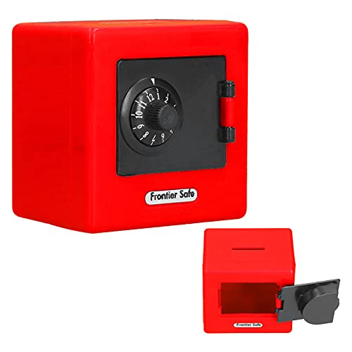 Mini Kinder Safe Box, 3,7x3,7x1,77 Zoll Geld Aufbewahrungsbox Simulation Safe Box Codiertes Schloss Münze Bargeld Sparbox Persönliche Safe Schloss Box für Kinder(Rot) von Tissting