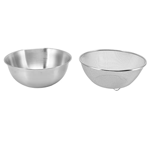 Sieb aus Edelstahl, Sieb Großes Metallsieb für Die Küche, Sieb, Feinmaschiges Sieb Zum Waschen von Gemüse, Obst, Bohnen und Nudeln(Basin+Mesh Sieve) von Tissting