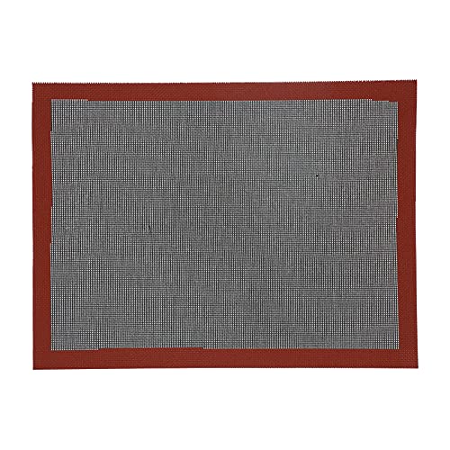 Tissting Silikon Backmatte, rutschfeste Antihaft Kochmatte, Hitzebeständig, Wiederverwendbar, Gelochte Backunterlage für Mikrowelle, Pizzablech, Backform (42 x 32 cm)(Schwarz) von Tissting