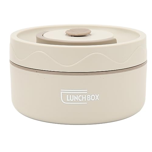 Tissting Thermobehälter mit Griff, 420ml Lebensmittel Warm Lunch Container, Bento Lunch Box, 304 Edelstahl Doppelte Schicht Tragbar Runde Form Thermal Lunch Behälter(Modell mit Wärmedämmung – Weiß) von Tissting