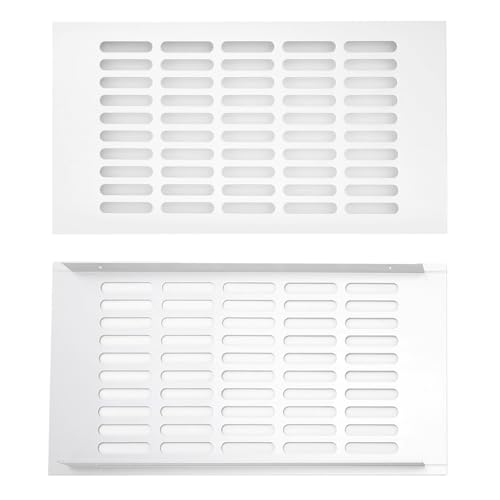 Tissting 2 Stück Lüftungsgitter 300 x 150 mm Rechteckige Lüftungsschlitze Lüftungsgitter Weiß Aluminiumlegierung Lüftungsabdeckung für Boote Wohnmobil Schrank von Tissting