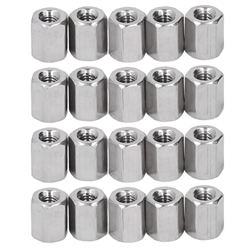 Tissting 20 Stück Langmutter M4 x 0,7 Innengewinde 8mm OD 10mm Lange Sechskant Stangenmutter Verbindungsmuttern 304 Edelstahl Silber Kupplungsmutter Set für Ersatz Wartung von Tissting