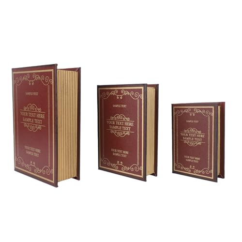 Tissting 3 Stück Bücher Deko Buchattrappe 25cm 21cm 17cm Vintage Europäischen Alte Falsche Buchbox Gefälschte Buch Box Schmuck Schatzkiste für Schreibtische Regal Dekoration(Rot) von Tissting