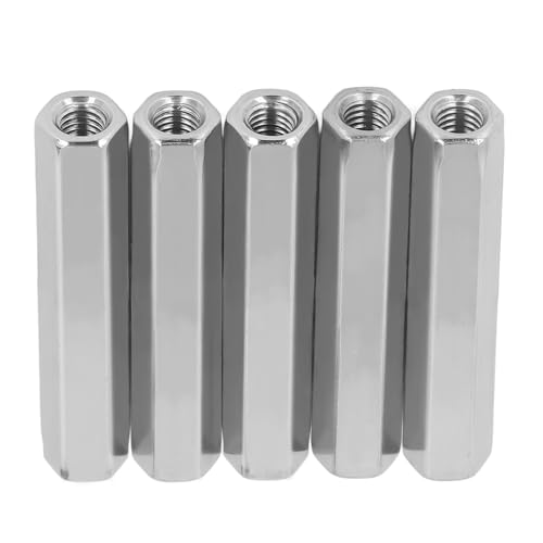 Tissting 5 Stück Langmutter M8 x 1,25 Innengewinde 13mm OD 75mm Lange Sechskant Stangenmutter Verbindungsmuttern 304 Edelstahl Silber Kupplungsmutter Set für Ersatz Wartung von Tissting