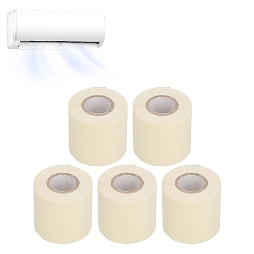 Tissting 5Pcs PVC Isolierungs Reparatur Band, 60mm x 11m Dauerhaftes Klima Kupfer Rohr Band Rohr Band Klebeband zum Schutz Bündeln und Reparieren von Kabeln, Leck Seal Notfall Reparaturdraht (Sahne) von Tissting