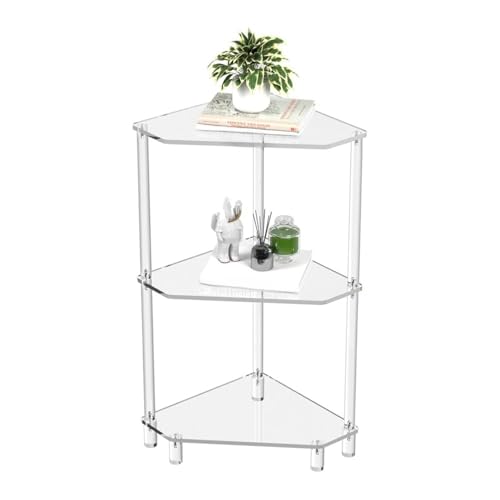 Tissting 65cm/25,6 Zoll Klar Acryl Dreieck End Tabelle, 3 Stufiger Acryl Eck Beistelltisch mit Gehärtetem Glas Ablagefläche, für Wohnzimmer und Schlafzimmer, Corner Display Rack Lagerung Tissting 65cm/25,6 Zoll Klar Acryl Dreieck End Tabelle, 3 Stufiger Acryl Eck Beistelltisch mit Gehärtetem Glas Ablagefläche, für Wohnzimmer und Schlafzimmer, Corner Display Rack Lagerung von Tissting