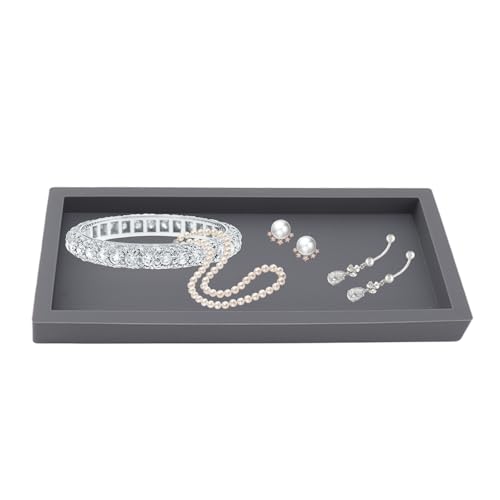 Tissting Badezimmer Tablett Arbeitsplatten 20 x 10 cm Rechteckig Silikon Schmuck Ringschale Bruchsicher Kosmetik Tablett Theken Organizer Halter für Seifenflasche, Schlüssel, Fingerring(Grau) von Tissting