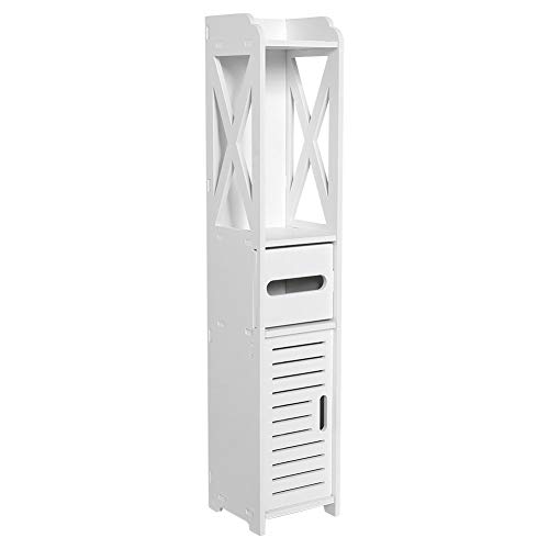 Tissting Badezimmerschrank 80 x 15,5 x 15 cm Holz Plastiktafel Vorratsschrank mit Schrank Regalgewebe -Lagerregal, verstellbare Regale für Badezimmer, Wohnzimmer, Wohnzimmer von Tissting