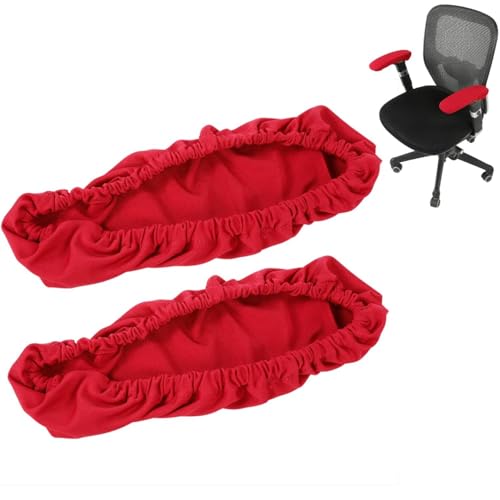 Tissting Bürostuhl Armbezug, Elastischer Stretch Protektor Abnehmbarer Rollstuhl Armlehnenbezug Ellbogen Unterarme Polster für Home Office - Weinrot/Grau/Blau(Weinrot) von Tissting