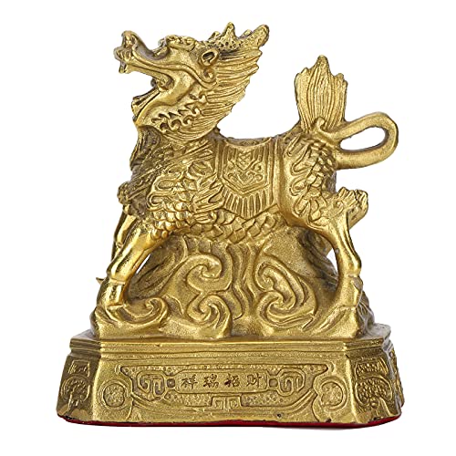 Tissting Feng Shui Qilin Statue, Reichtum Glück Wohlstand Schutz Messing Ornament Handwerk für Heimtextilien Büro Schlafzimmer Desktop Sammlung von Tissting