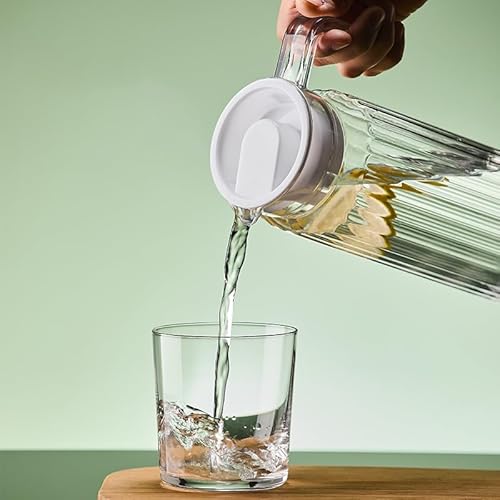 Tissting Kühlschrankkrug mit Deckel, Leerer Saftkrug 0.8 Liter Gerippter Saftflasche Wasser Karaffe Transparente Saft-Acrylflasche Wasser Eiskalter Saft-Krug Wasserkaraffe für Bar-Haus Zuhause(800ML) von Tissting