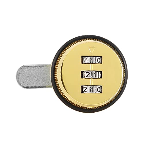 Tissting Mechanisches Code-Schloss 3-stelliges Passwort Zinklegierung, Zahlenschloss für Briefkästen Schuhschränke Schließfächer Mitarbeiterschränke mit 1000 Kombinationen Einbaufe (Gold) von Tissting
