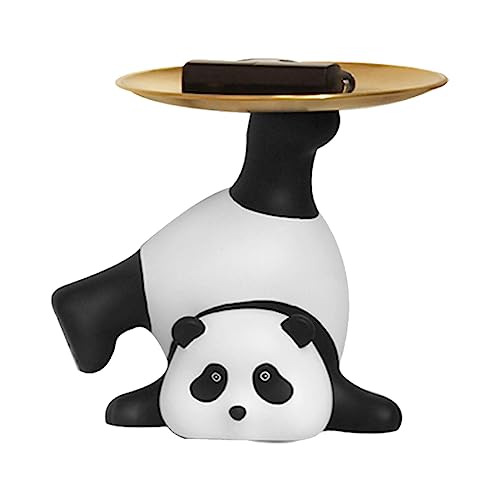 Tissting Schlüsselablage Multifunktionale Skulptur Schreibtisch Aufbewahrung Panda Eingangstablett Kunst Veranda Aufbewahrungshalter Schreibtisch Dekoration für Schmuck, Ringe, Uhren(#1) von Tissting