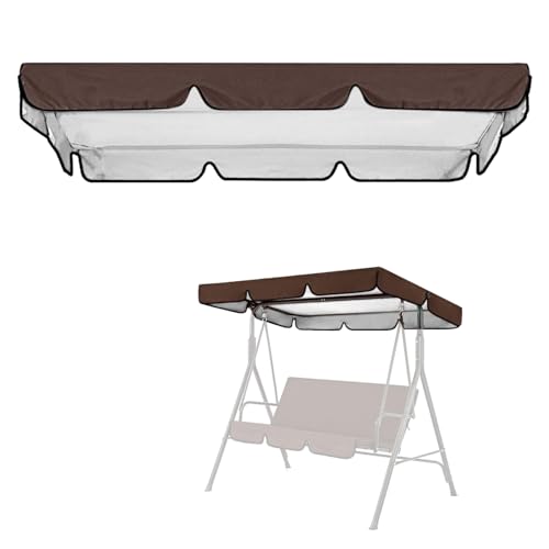 Tissting Sonnendach für Hollywoodschaukel 3 Sitzer, 164 x 114 x 15 cm 420D Silberbeschichtetes Oxford Gewebe wasserdichte Gartenschaukel Bezug Dachplane Sonnenschutz Ersatzdach, Braun von Tissting
