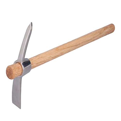 Tissting Spitzhacke mit Hartholzstiel, 40cm/15,74 Zoll Wiedehopfhacke Gartenhacke, Unkrauthacke, Handgrubber Starke, Langlebige Edelstahl Spitzhacke Werkzeuge von Tissting