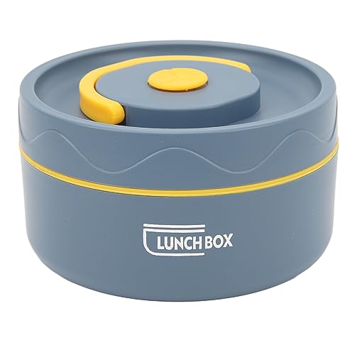 Tissting Thermobehälter mit Griff, 420ml Lebensmittel Warm Lunch Container, Bento Lunch Box, 304 Edelstahl Doppelte Schicht Tragbar Runde Form Thermal Lunch Behälter(Mikrowelle verfügbar – Blau) von Tissting