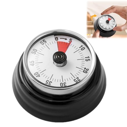 Tissting Visueller Timer, 60-Minuten Countdown Timer, Eieruhr Mechanisch mit Magnetfuß Manueller Countdown für Kinder Studie Arbeit Kochen (Schwarz) von Tissting