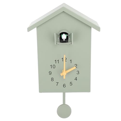 Tissting Vogelhaus-Wanduhr, minimalistische Kuckucksuhr, Pendel-Quarz-Vogeluhr, Kuckucks-Wanduhr für Wandkunst, Zuhause, Wohnzimmer, Küche, Büro, Dekoration (Grün) von Tissting