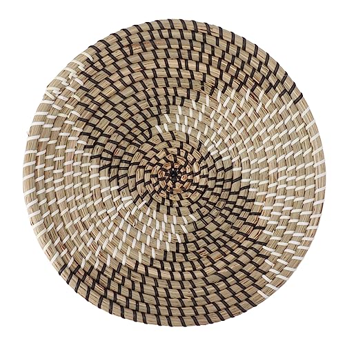 Wanddeko Gewebte 33cm Rund Handgefertigt Seegras Wand Dekoration mit Hängeseil, Boho Deko Wandkunst Wandbehang für Wohnzimmer Schlafzimmer(Stripe) von Tissting