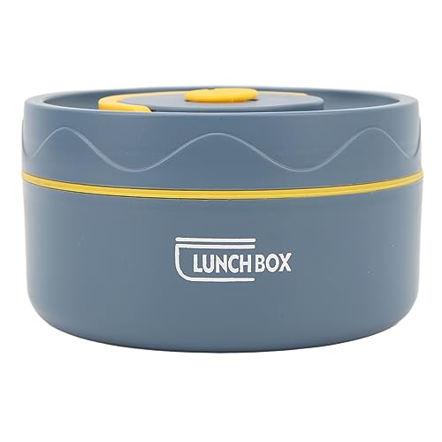 Tragbare Bento Box 420ml Rund Stapelbar Thermo Bento Box mit Griff, 304 Edelstahl Mikrowellengeeigneter Modisches Thermo Brotdose für Erwachsene, Kinder(Isoliertes Tiefseeblau) von Tissting