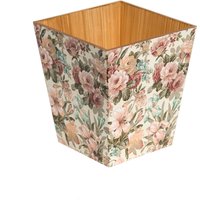 Vintage Blumen Papierkorb Mülleimer Handarbeit Aus Holz Handgefertigt in Großbritannien von TissueBoxCompany