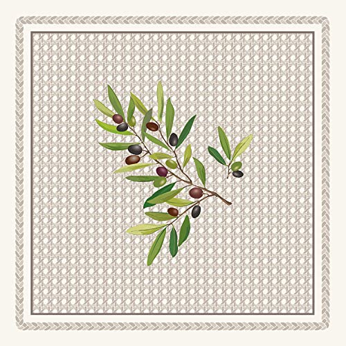 6 traditionelle Provence Servietten original von Tissus Toselli aus Nizza, 45 x 45cm, 100% Baumwolle, Nyons Natur Oliven von Tissus Toselli