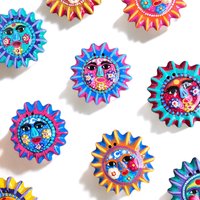 Handbemalter Sonnen Magnet Aus Ton Bunte Talavera Wand Dekoration von TistiK