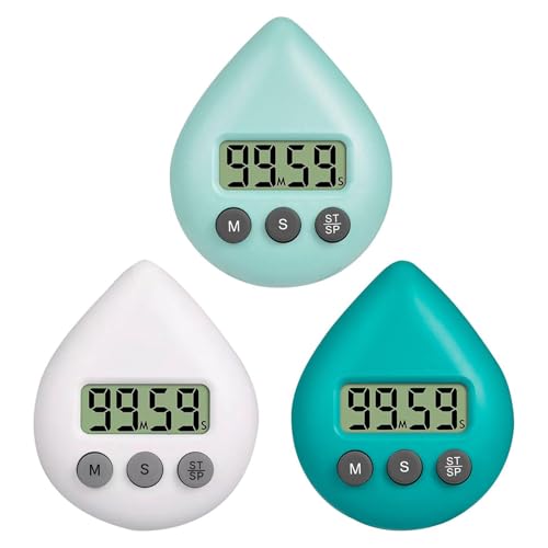 3 Stück Küchentimer,Wasserdicht,Duschtimer,Wassertropfenform, energiesparend,Digitaler Timer mit Saugnapf zum Kochen,Badezimmer,Fitnessstudio,Klassenzimmer 3 Stück Küchentimer,Wasserdicht,Duschtimer,Wassertropfenform, energiesparend,Digitaler Timer mit Saugnapf zum Kochen,Badezimmer,Fitnessstudio,Klassenzimmer von Tisujune