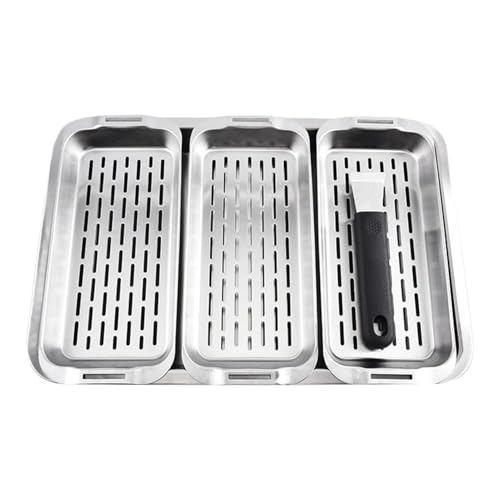 Tisujune Grillkörbe | Grillkorb Für - Edelstahl Grillkäfig Mit Flachem Rechteckigem Boden, Flacher Öffnung & Sicherem Griff - Für, Fisch, Paprika, Picknick Und Strandparty von Tisujune