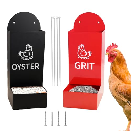 Tisujune Grit Futterautomat Für Hühnerstall | 2 teiliger Hühner Grit Behälter,Halbgeschlossener robuster auslaufsicherer Futterspender Zubehör für Hühner Enten Kaninchen Tisujune Grit Futterautomat Für Hühnerstall | 2 teiliger Hühner Grit Behälter,Halbgeschlossener robuster auslaufsicherer Futterspender Zubehör für Hühner Enten Kaninchen von Tisujune