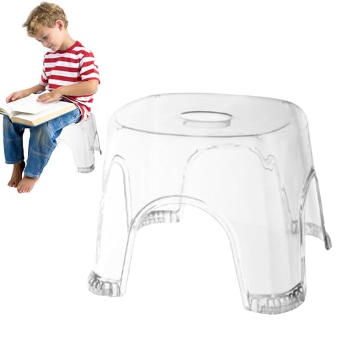 Tisujune Klarer Badezimmerhocker - Wasserdichter, transparenter Hocker, rutschfest,Durchsichtiger Hocker für Badezimmer, kleine Duschräume, Eckbank, durchsichtiger Sitz, Badehocker von Tisujune