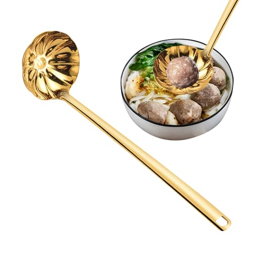 Tisujune Lange Suppenkelle,Küchenlöffel Zum Suppenkochen - Geriffelte Hitzebeständige Küchenhilfe Für Speisenzubereitung Chinesische Gerichte von Tisujune