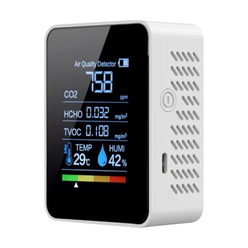 Tisujune Luftqualitätsmonitor für Innenräume, Kohlendioxid-Monitor, Präzises Sicherheitsmessgerät Für Kohlendioxid Überwachung In Growzelten Und Schlafzimmer von Tisujune
