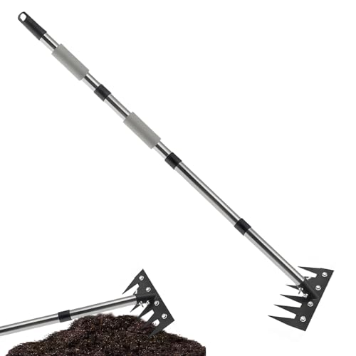 Tisujune Unkrautjäter Harke Mit Langem ,Robuster Eisen Unkrautrechen mit langem - Garten Teleskop Unkrautausreißer zum Reinigen von Kiefernnadeln und Lockern des Bodens für Terrasse und Blumenbeet Tisujune Unkrautjäter Harke Mit Langem ,Robuster Eisen Unkrautrechen mit langem - Garten Teleskop Unkrautausreißer zum Reinigen von Kiefernnadeln und Lockern des Bodens für Terrasse und Blumenbeet von Tisujune