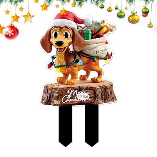 Tisujune Weihnachts-Gartenstäbe, Gartenzeichen Für Draußen, 2D Acryl Deko Für Garten Terrasse Pflanzgefäße von Tisujune